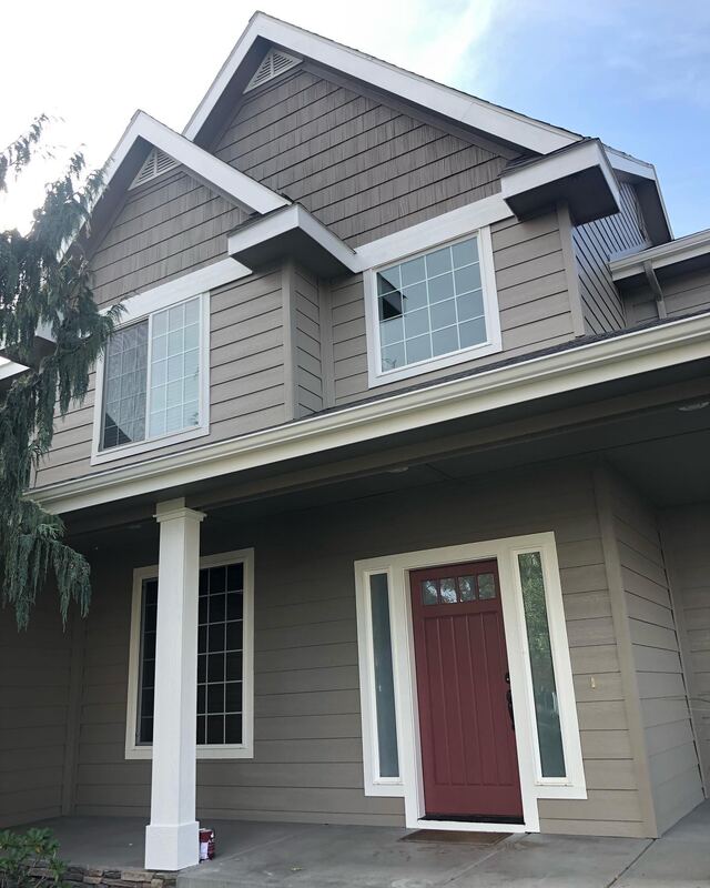 Exterior house painting - front entry and siding